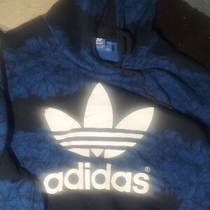 Adidas Navy Hoodie with White Trefoil